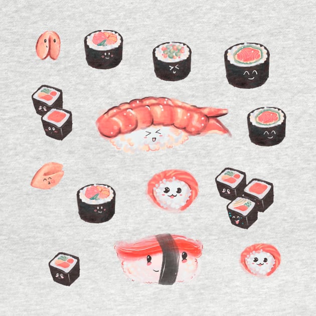 Kawaii Sushi pattern by TastyVoxels